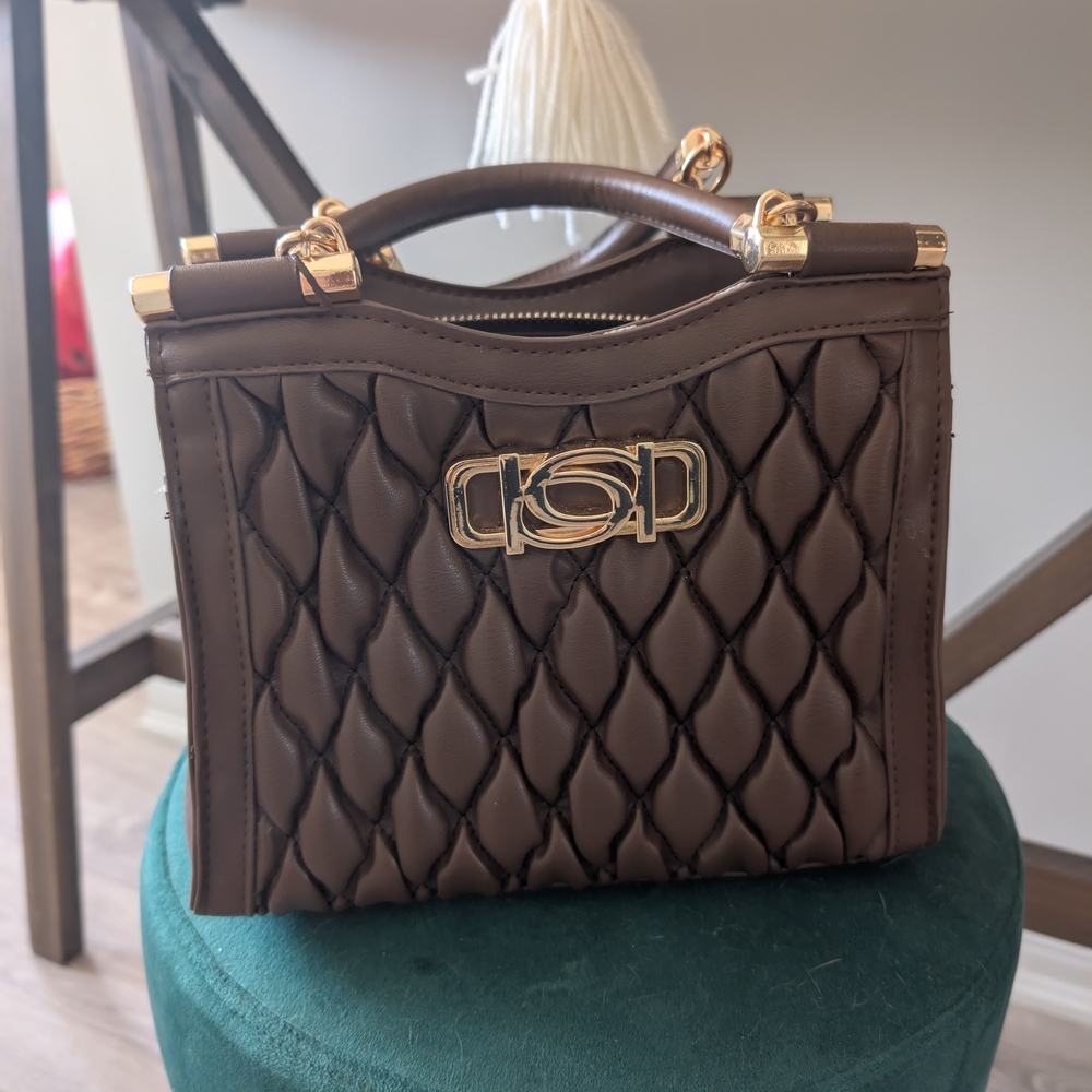 Elegant Brown Quilted Bebe Handbag